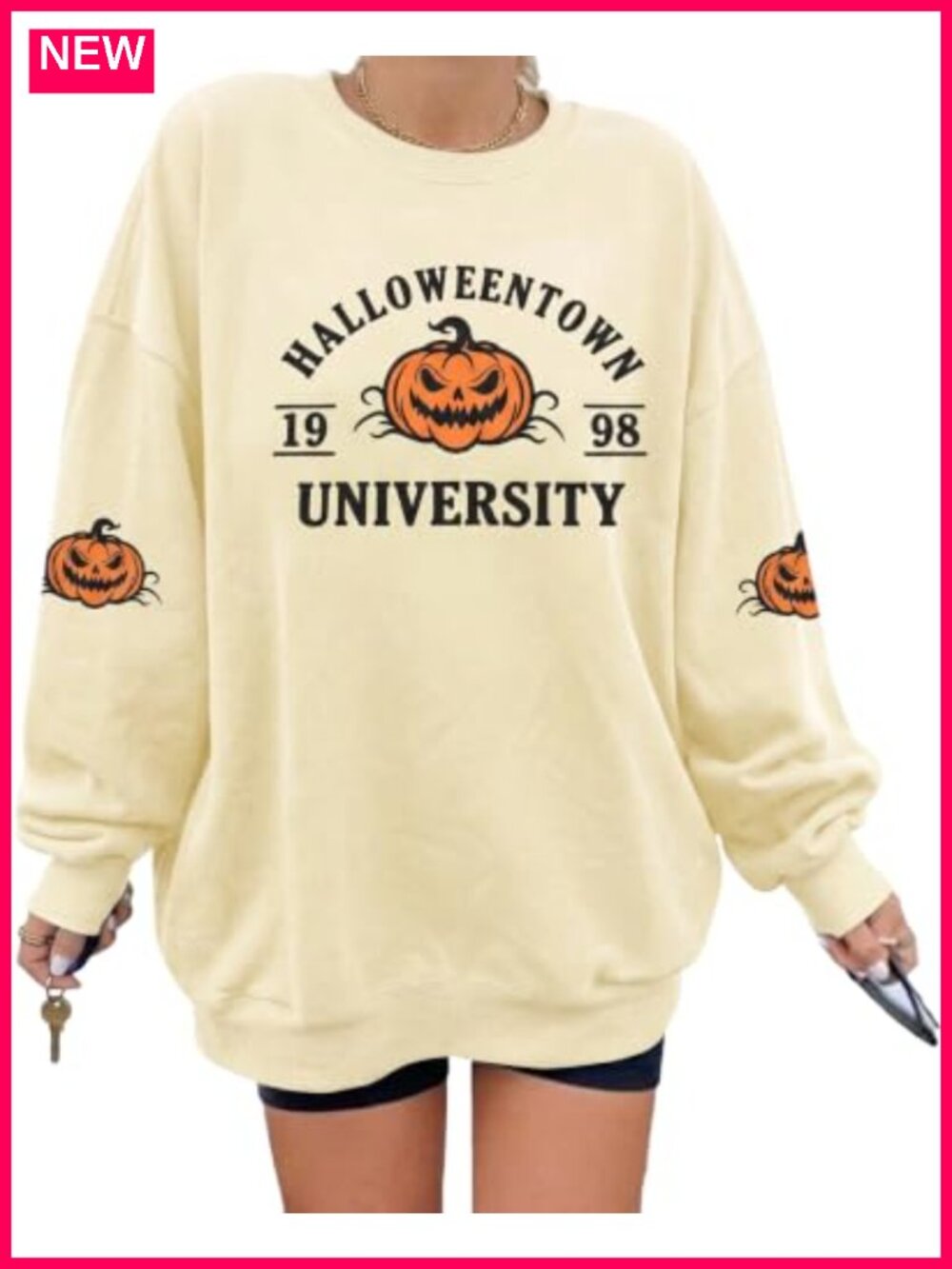 Oversized Halloween Sweatshirt Women Spooky Season Pullover Top